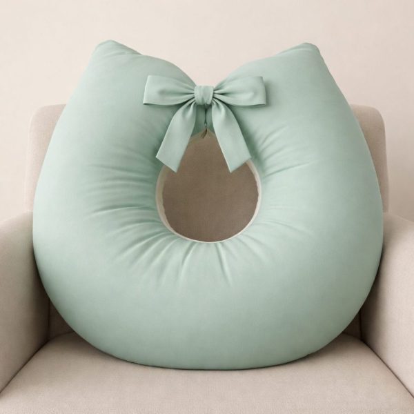 Almofada de Amamentação Dupla Face Linho - Verde Água