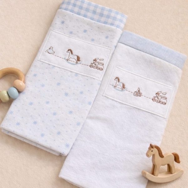 Cueiro Manta Bebê Bordado Cavalo Madeira 2 Unidades - 100% Algodão