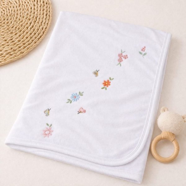 Manta Suedine Bordado Papi 100% Algodão - Floral