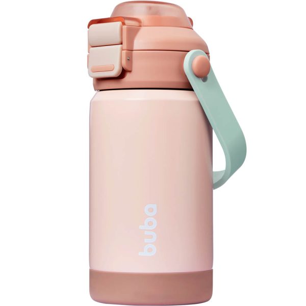 Copo Térmico Parede Dupla com Bico e Canudo Blush da Buba - Rosa