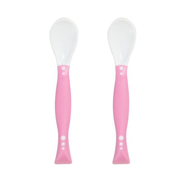 Kit Colheres Infantis Clingo Dobrável de Silicone Rosa
