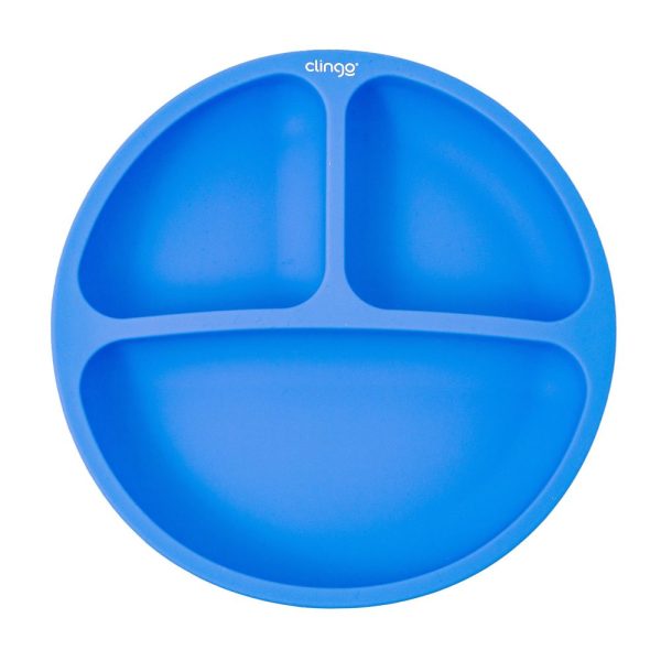 Prato Infantil Clingo em Silicone com Divisórias Azul