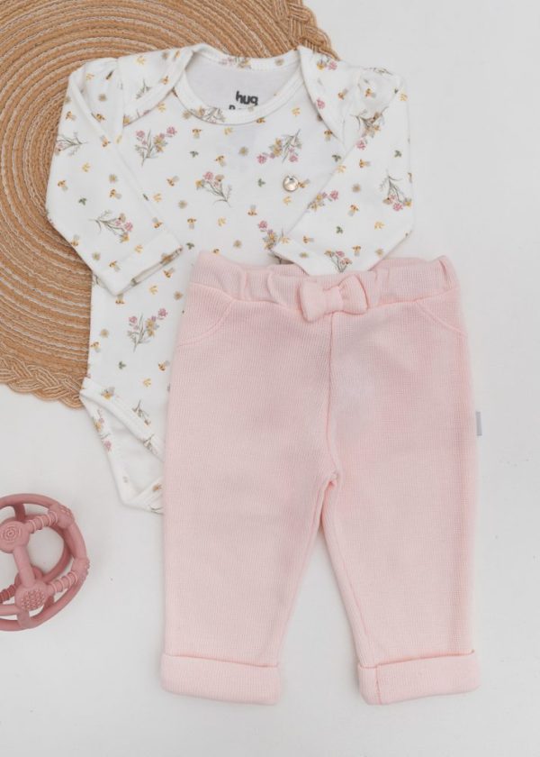 Conjunto Hug com Body Longo e Calça Culote Rosa Magia