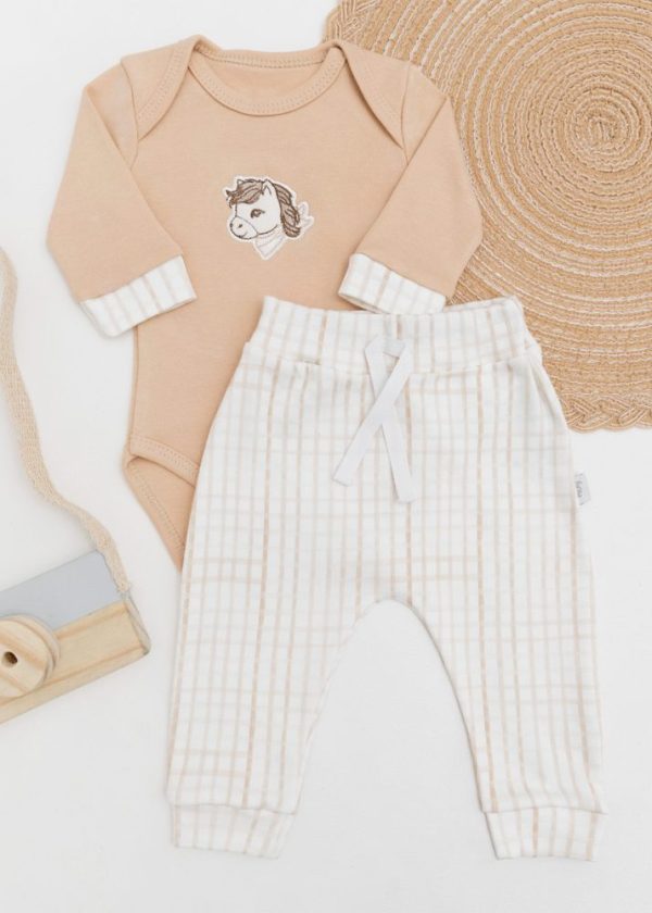 Conjunto Hug Body Longo Cavalinho com Calça Saruel Bege