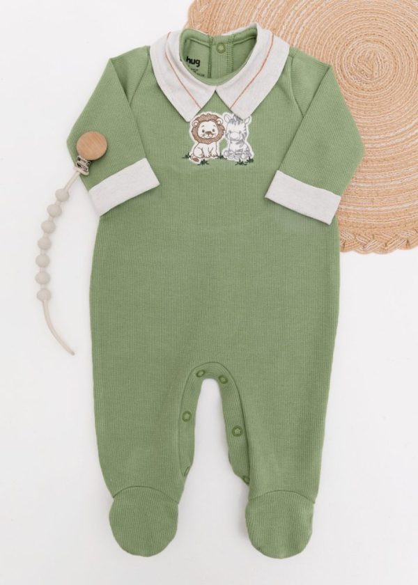 Macacão Longo Hug Verde com Bordado Leão e Zebra